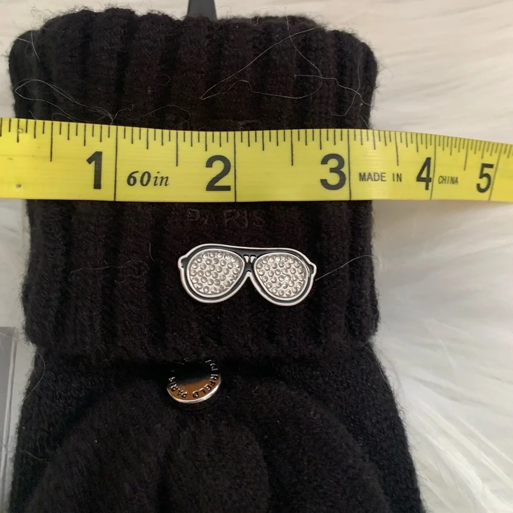 KARL LAGERFELD ladies black NWT 51% acrylic fingerless gloves in ONE SIZE